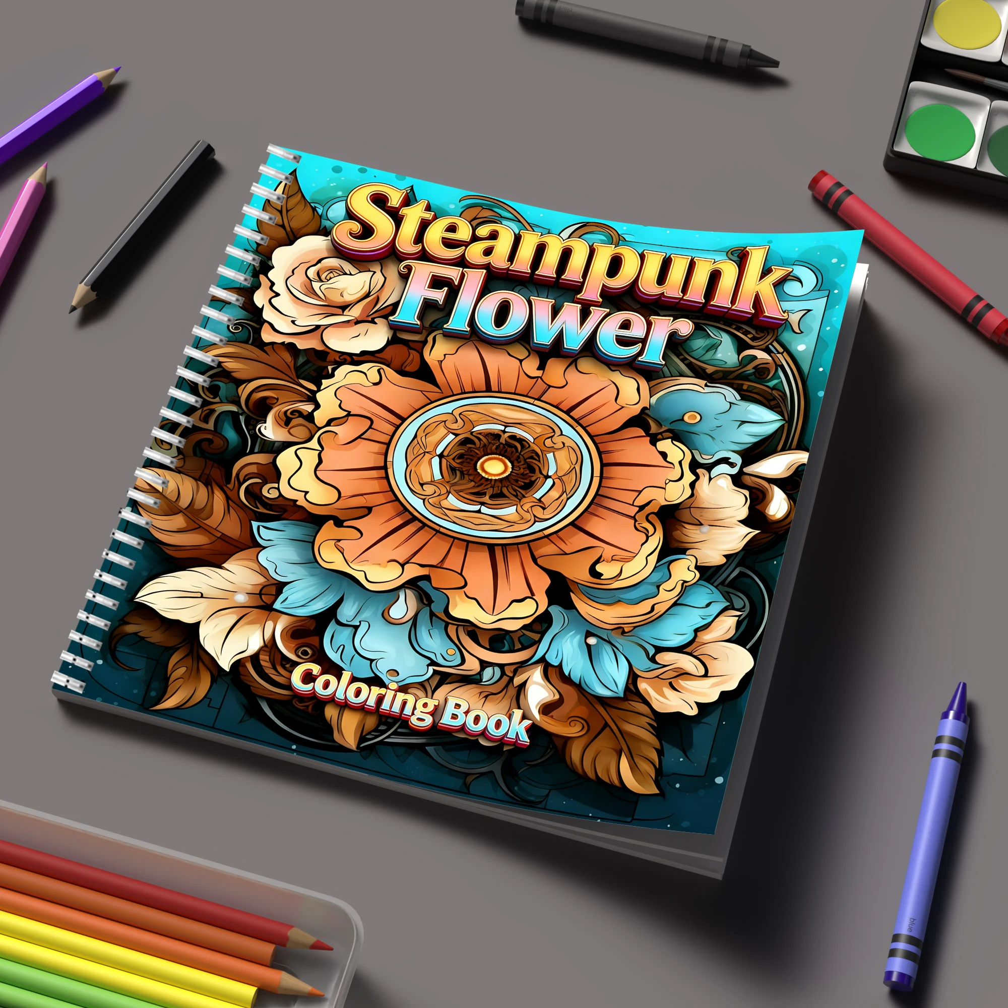 Chalk Bag - Libro para colorear de flores steampunk